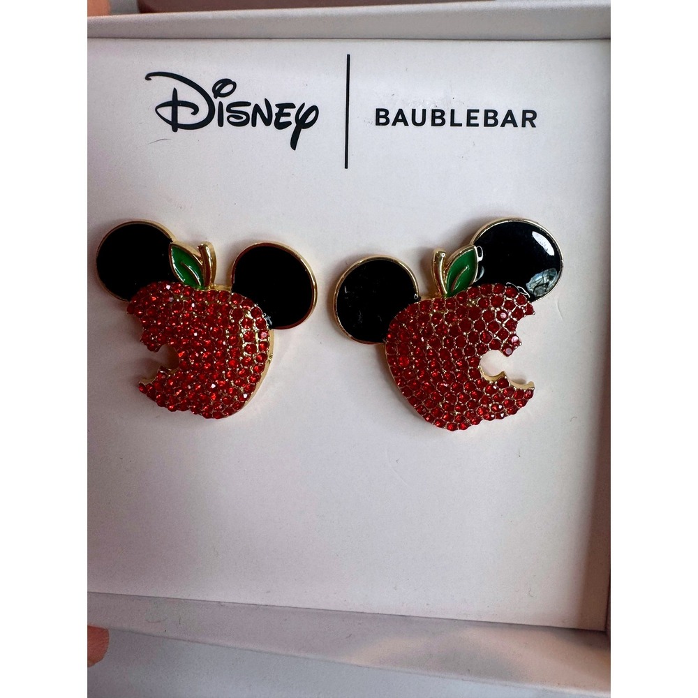 Disney BaubleBar x Disney Mickey Apple Stud Earrings New in Card